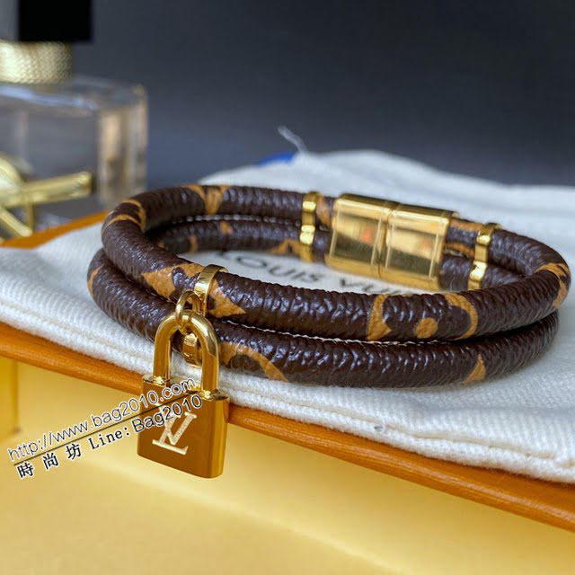 Louis Vuitton新款飾品 路易威登Circle可逆手鐲 LV鎖頭線條手繩手環  zglv2127